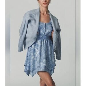The Shirt Rochelle Behrens Tie Dye Mini Dress Blue Boho Handkerchief Hem
